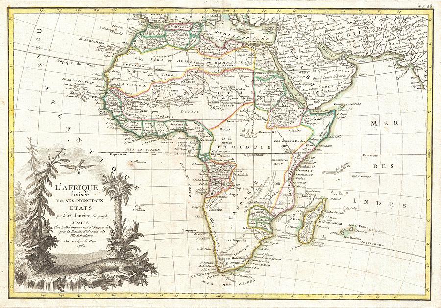 1762 Janvier Map of Africa Photograph by Paul Fearn
