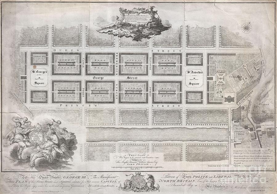 August Photograph - 1768 James Craig Map of New Town Edinburgh Scotland  by Paul Fearn