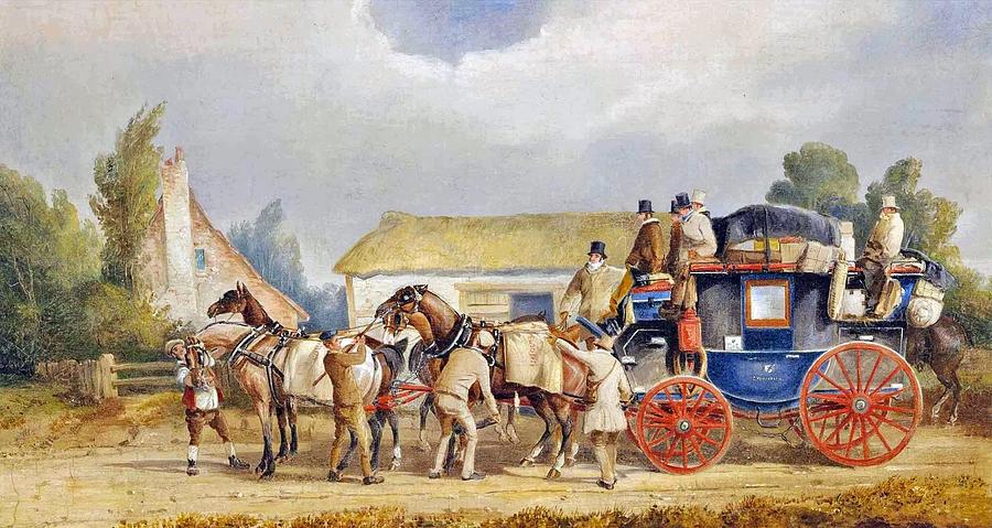 The London to Louth mail coach on an open road Painting by MotionAge ...