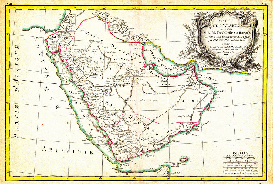 1771 Bonne Map of Arabia Geographicus Arabia bonne 1771 Painting by MotionAge Designs