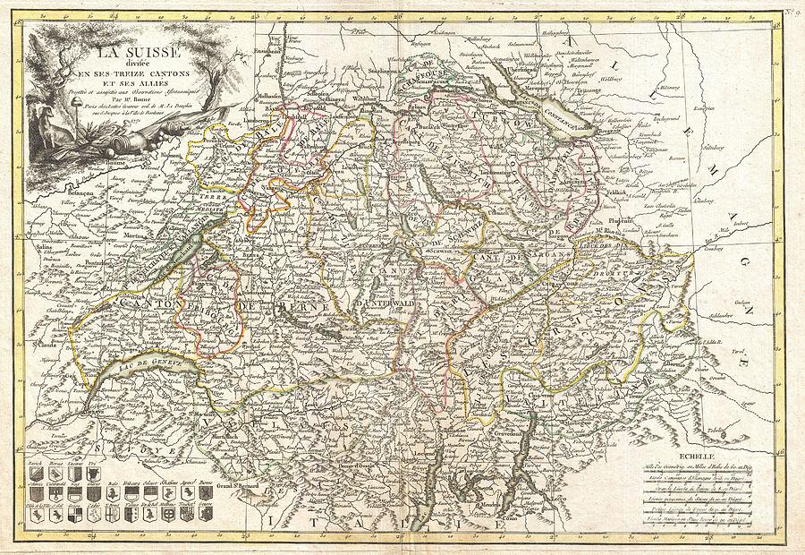 1771 Bonne Map of Switzerland Photograph by Paul Fearn