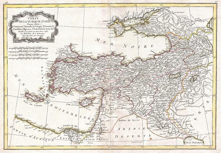 1771 Bonne Map of Turkey Syria and Iraq Photograph by Paul Fearn