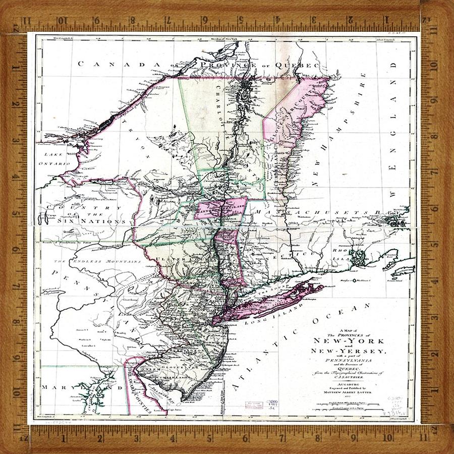 1771 Map Of New York n New Jersey Photograph by Florene Welebny