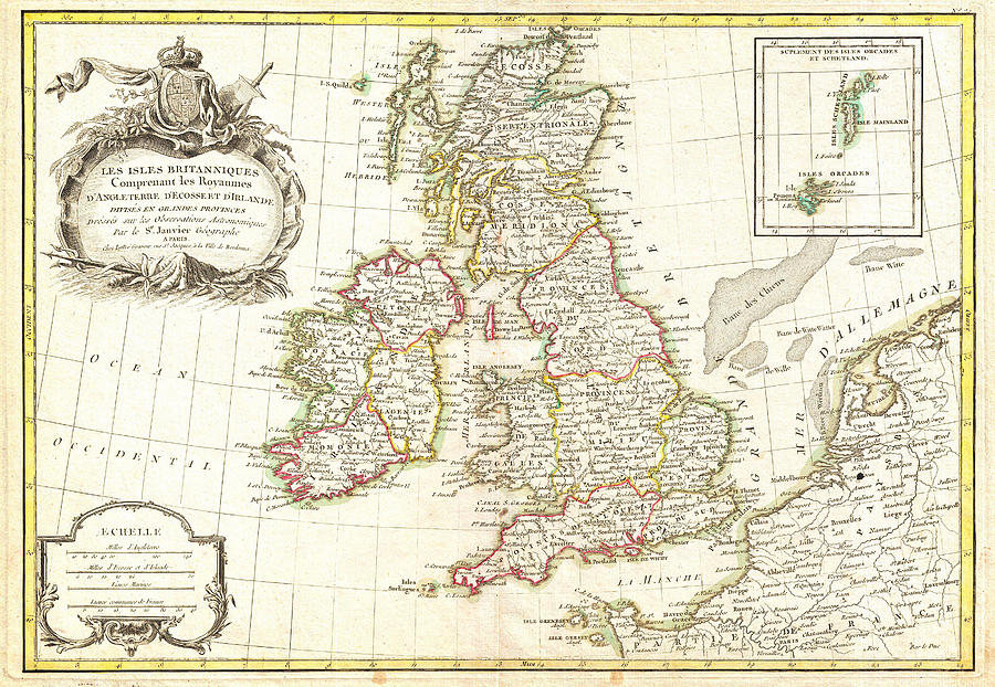 1771 Zannoni Map of the British Isles Painting by MotionAge Designs