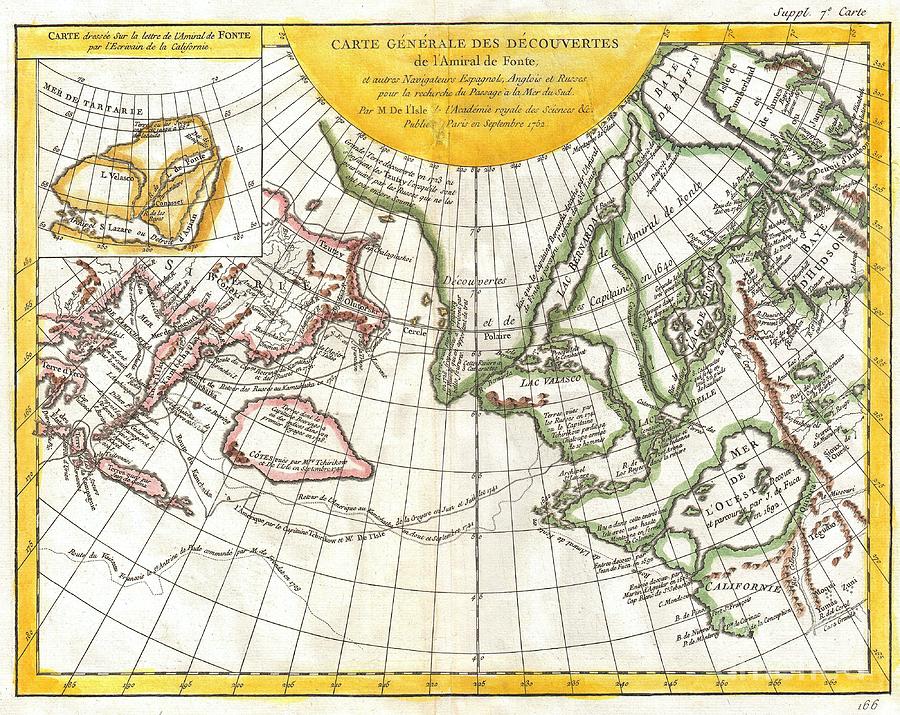 1772 Vaugondy and Diderot Map of the Pacific Northwest and the Northwest Passage Photograph by Paul Fearn