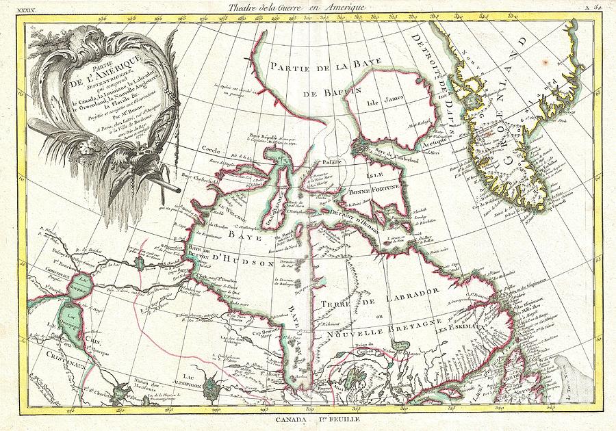 1776 Bonne Map of the Hudson Bay Canada Photograph by Paul Fearn - Fine ...