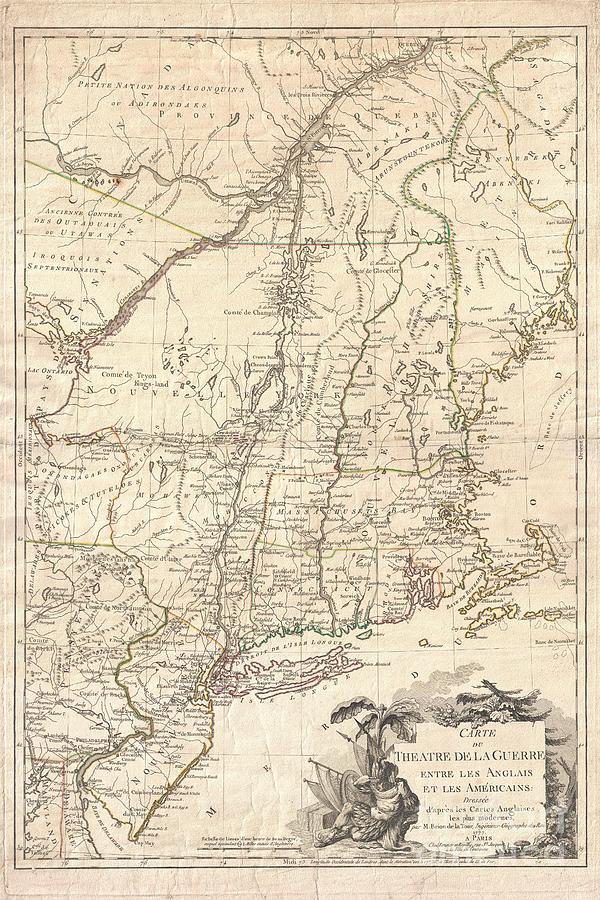 Abstract Photograph - 1777 Brion de La Tour Map of New York and New England Revolutionary War by Paul Fearn