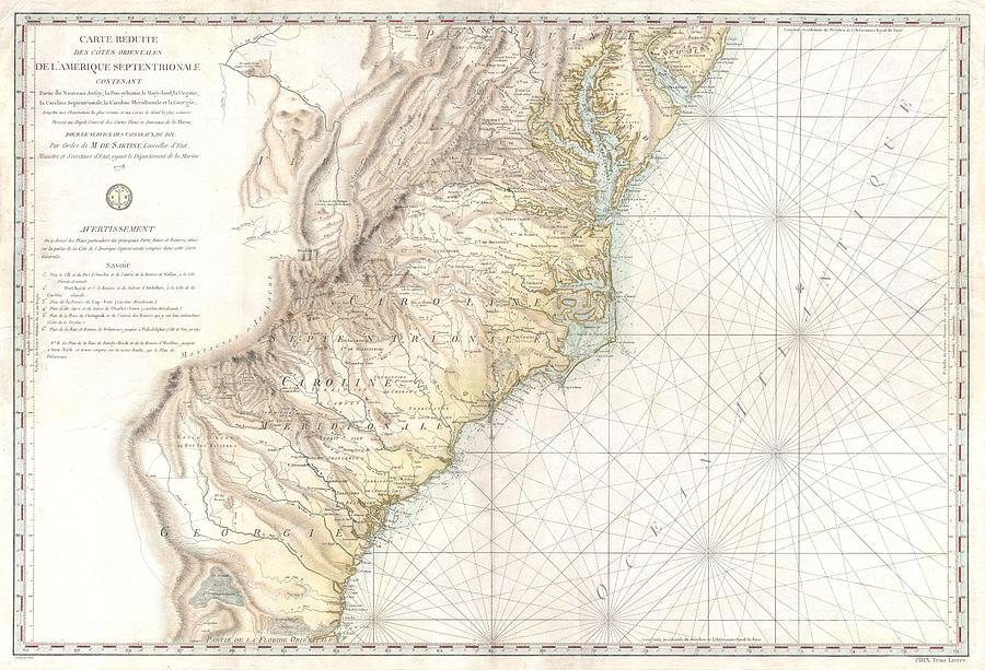 Abstract Photograph - 1778 Sartine Map of Georgia North Carolina South Carolina Virginia and Maryland by Paul Fearn