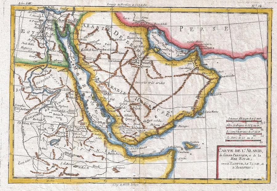 1780 Raynal and Bonne Map of Arabia and Abyssinia Photograph by Paul Fearn