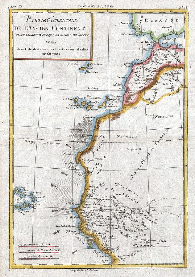 1780 Raynal and Bonne Map of Western Africa Photograph by Paul Fearn