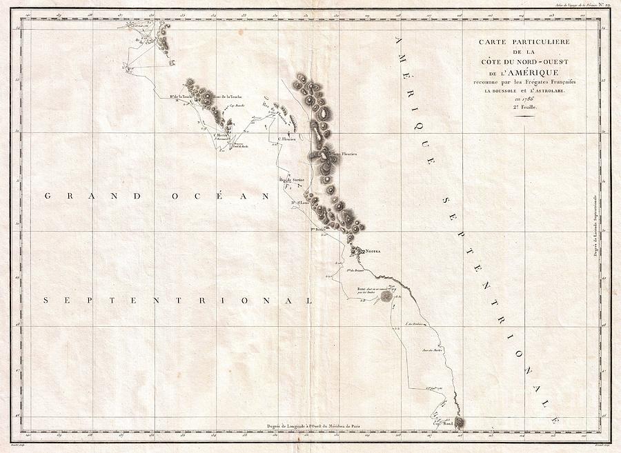 1786 La Perouse Map of Vancouver and British Columbia Canada Photograph ...