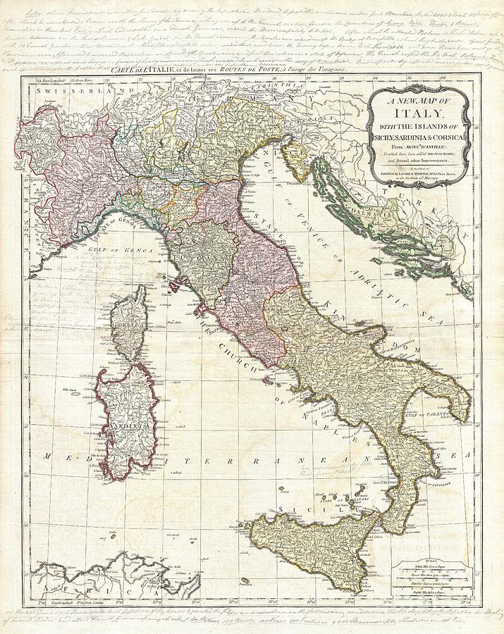 1794 D Anville Map of Italy Photograph by Paul Fearn
