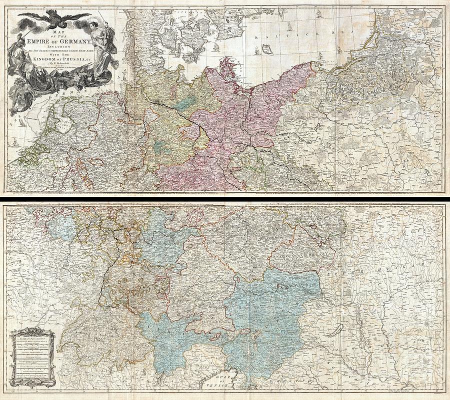 1794 Delarochette Wall Map of the Empire of Germany Photograph by Paul Fearn
