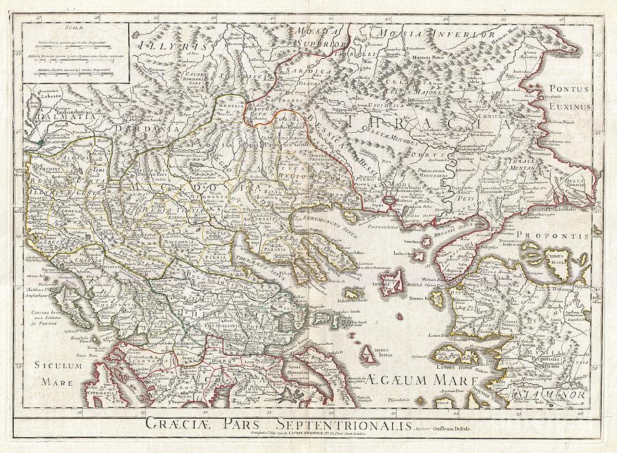 City Photograph - 1794 Delisle Map of Northern Ancient Greece Balkans Macedonia by Paul Fearn