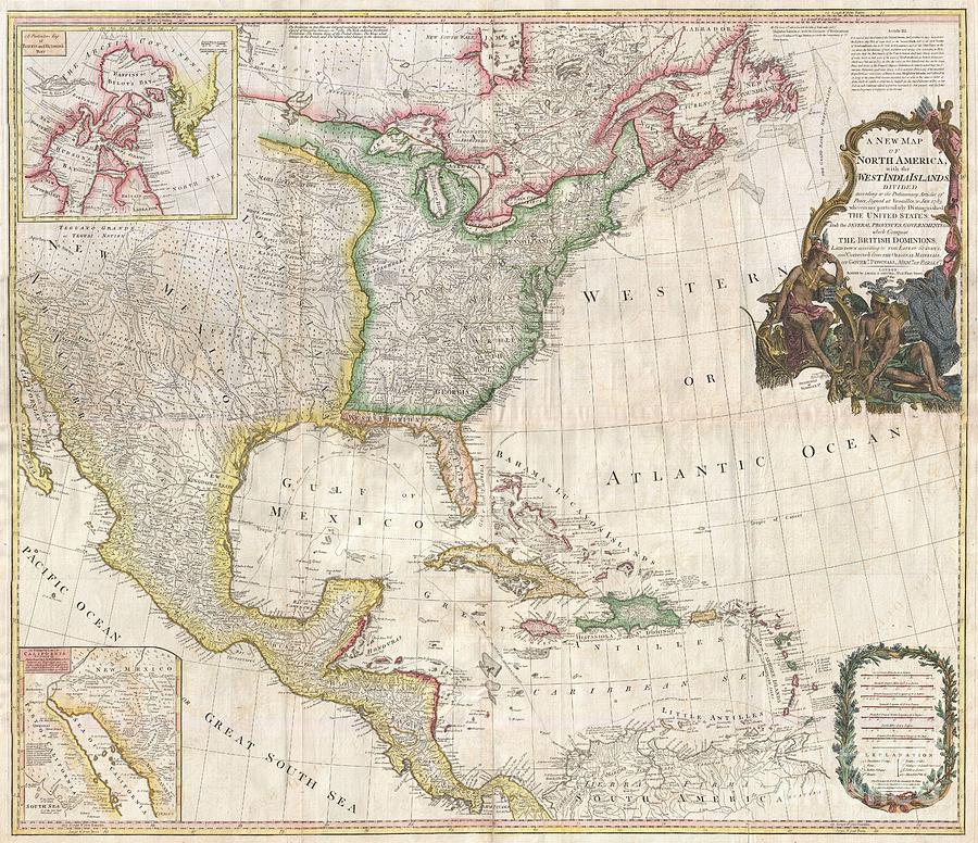 1794 Pownell Wall Map of North America and the West Indies Photograph by Paul Fearn