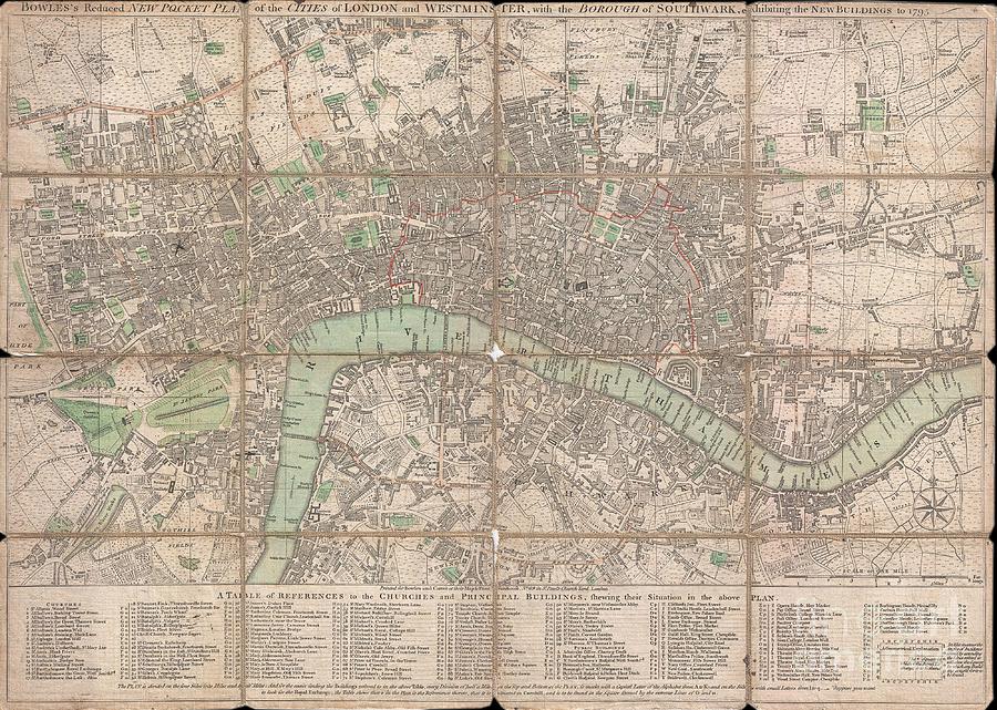 Garden Photograph - 1795 Bowles Pocket Map of London by Paul Fearn