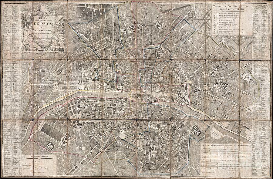 1797 Jean Map of Paris and the Faubourgs Photograph by Paul Fearn