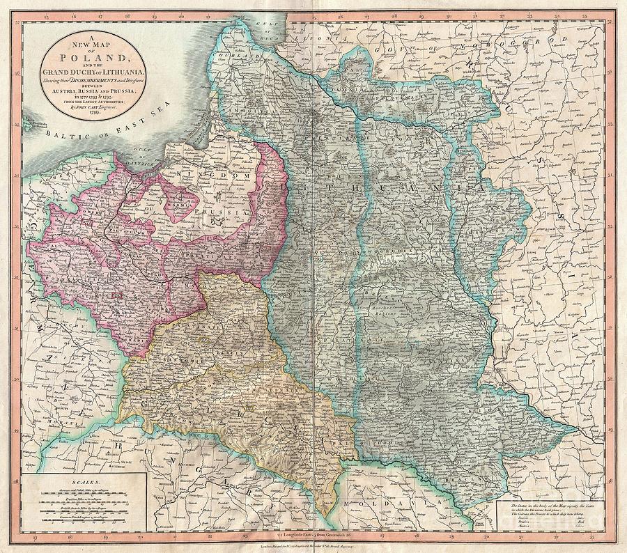 1799 Cary Map of Poland Prussia and Lithuania Photograph by Paul Fearn