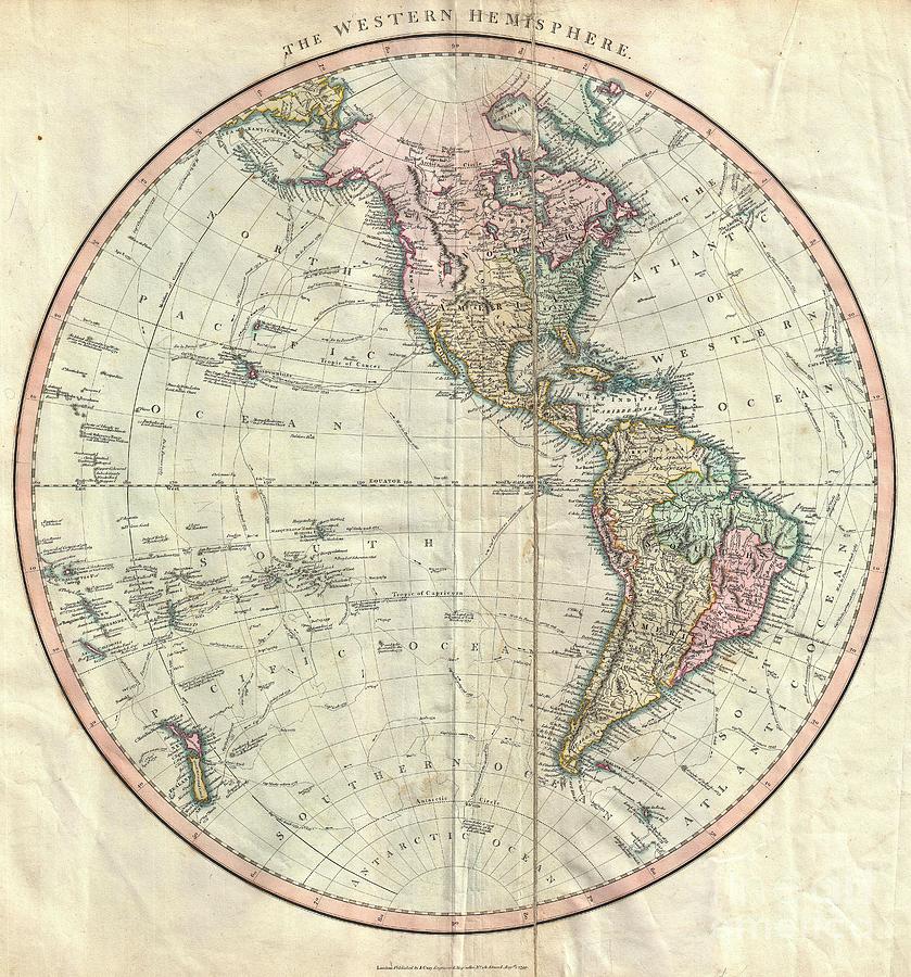 1799 Cary Map of the Western Hemisphere  Photograph by Paul Fearn