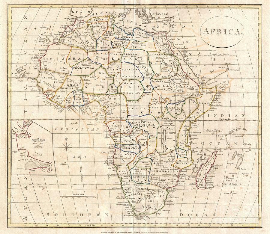 London Photograph - 1799 Clement Cruttwell Map of Africa  by Paul Fearn