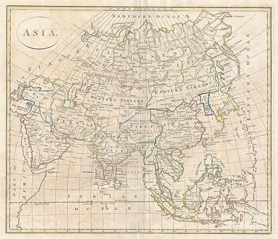 1799 Clement Cruttwell Map of Asia Photograph by Paul Fearn