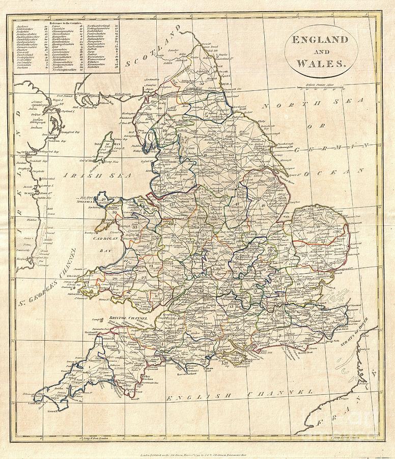 1799 Clement Cruttwell Map of England  Photograph by Paul Fearn