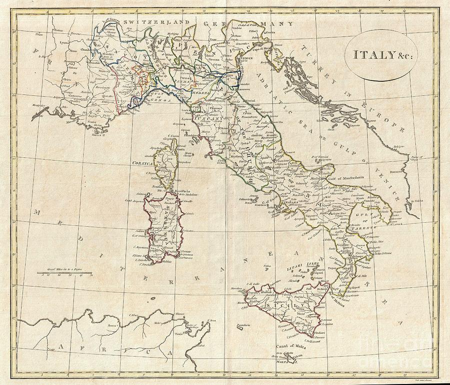 1799 Clement Cruttwell Map of Italy Photograph by Paul Fearn
