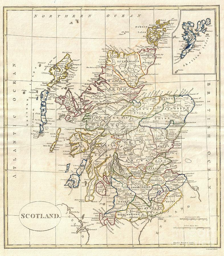 London Photograph - 1799 Clement Cruttwell Map of Scotland by Paul Fearn