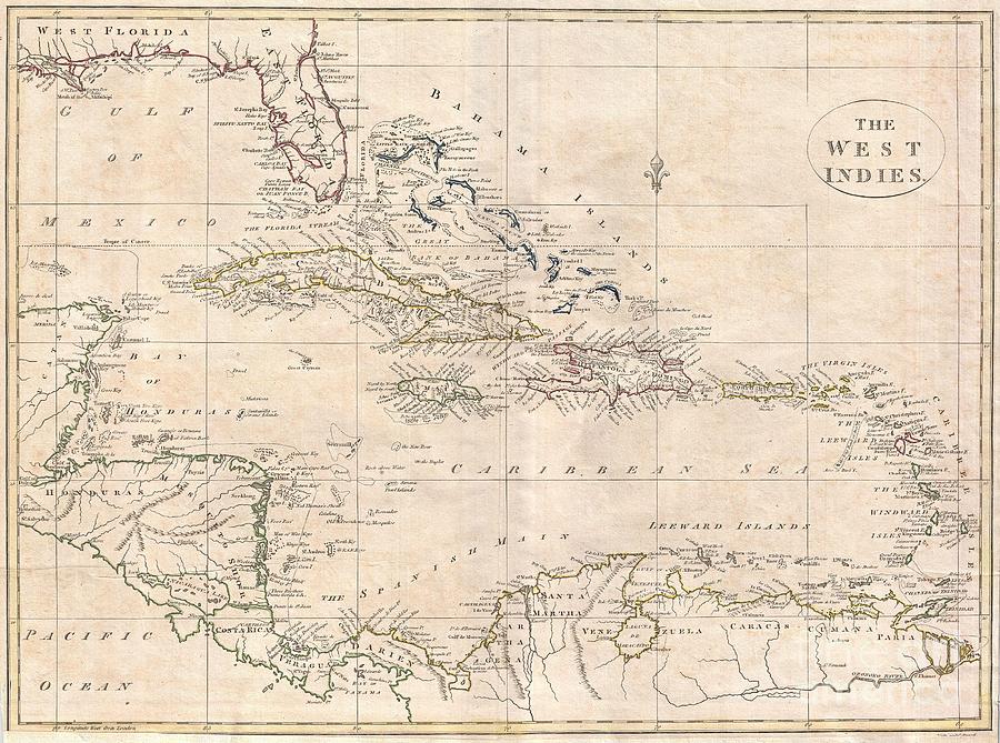 1799 Clement Cruttwell Map of West Indies Photograph by Paul Fearn