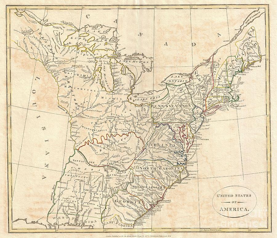 1799 Cruttwell Map of the United States of America Photograph by Paul Fearn