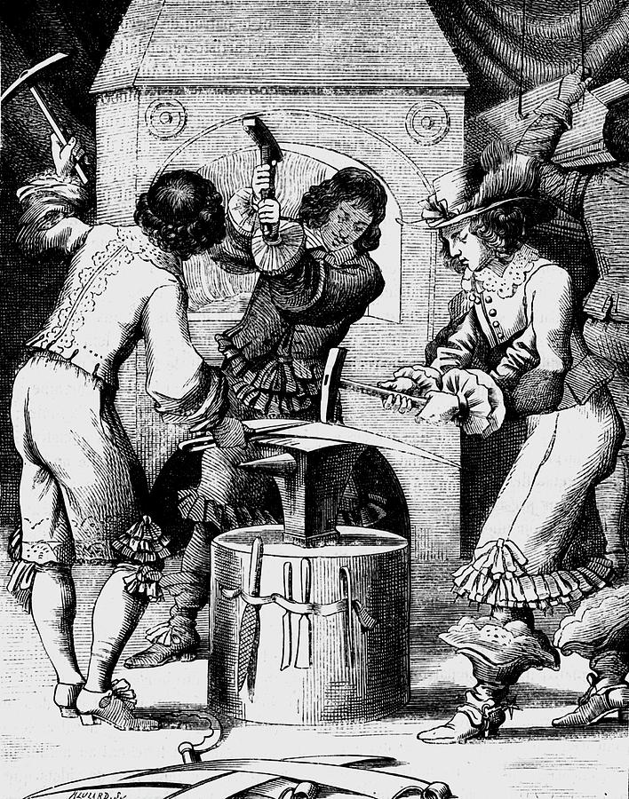 Black And White Photograph - 17th Century Blacksmiths by Collection Abecasis/science Photo Library