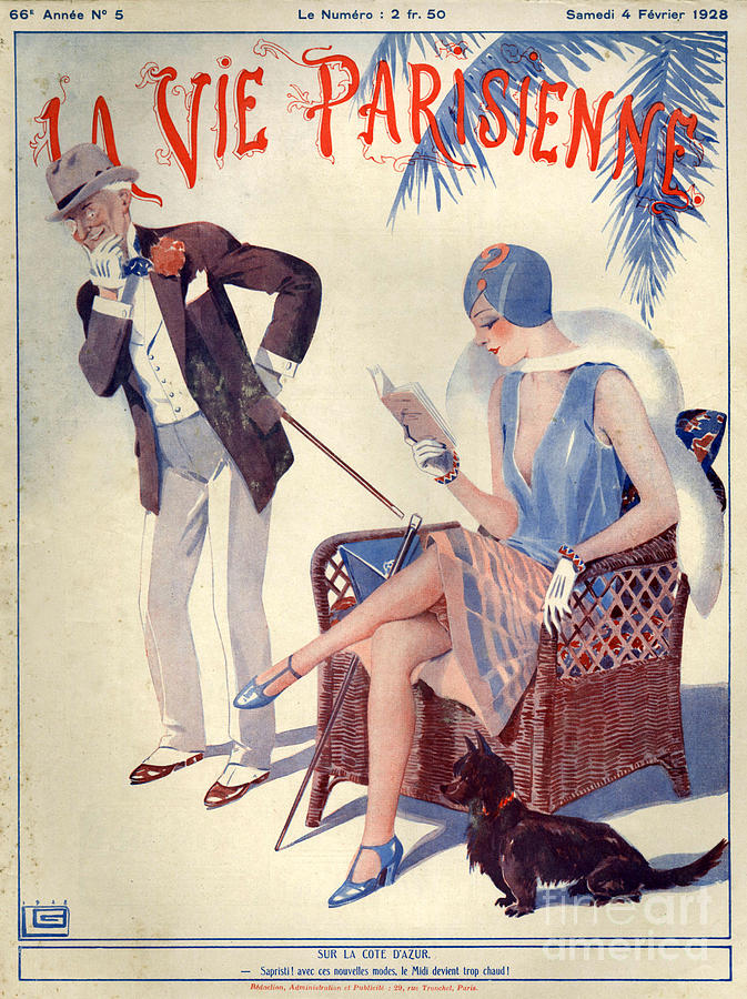 Dog Drawing - 1920s France La Vie Parisienne Magazine #18 by The Advertising Archives