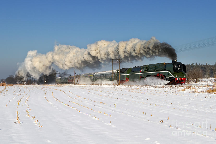 Winter Photograph - 18 201 The Fastest Operational Steam Locomotive by Christian Spiller