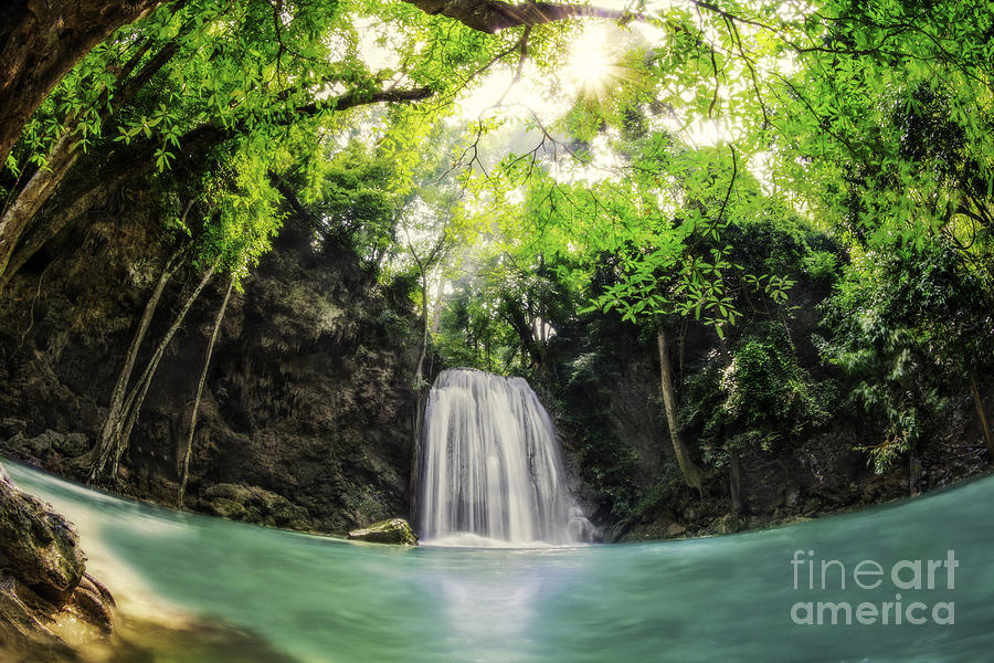 Cool Photograph - Erawan Waterfall #18 by Anek Suwannaphoom