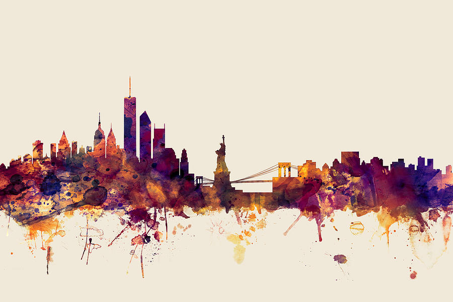 United States Digital Art - New York Skyline #18 by Michael Tompsett