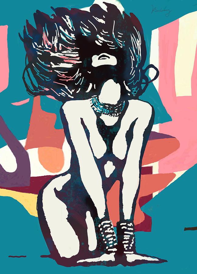 Nude Drawing - Nude Pop Stylised Art Poster by Kim Wang Nude Drawing - Nude Pop Stylised Art Poster by Kim Wang