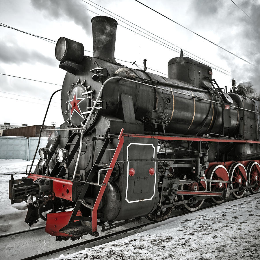 Winter Photograph - Old Soviet steam locomotive. #19 by Dmitry Laudin