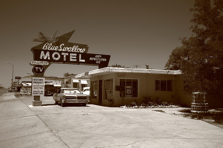 Route 66 - Blue Swallow Motel 2012 #6 Sepia Photograph by Frank Romeo ...