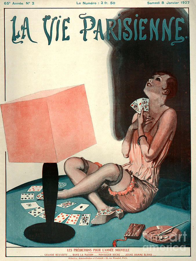 Greetings Card Drawing - 1920s France La Vie Parisienne Magazine #180 by The Advertising Archives