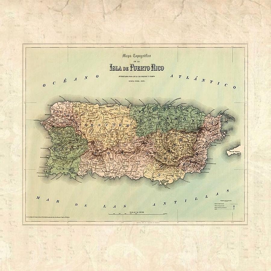 1800 Map Puerto Rico Photograph by Florene Welebny