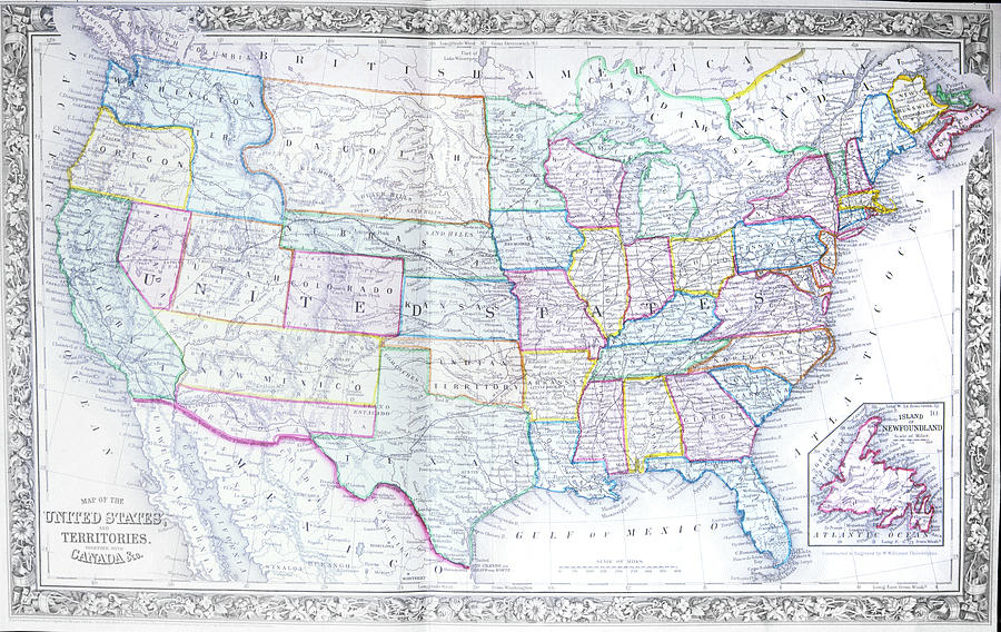 1800s 1860s 1867 Map Of United States Painting by Vintage Images - Pixels