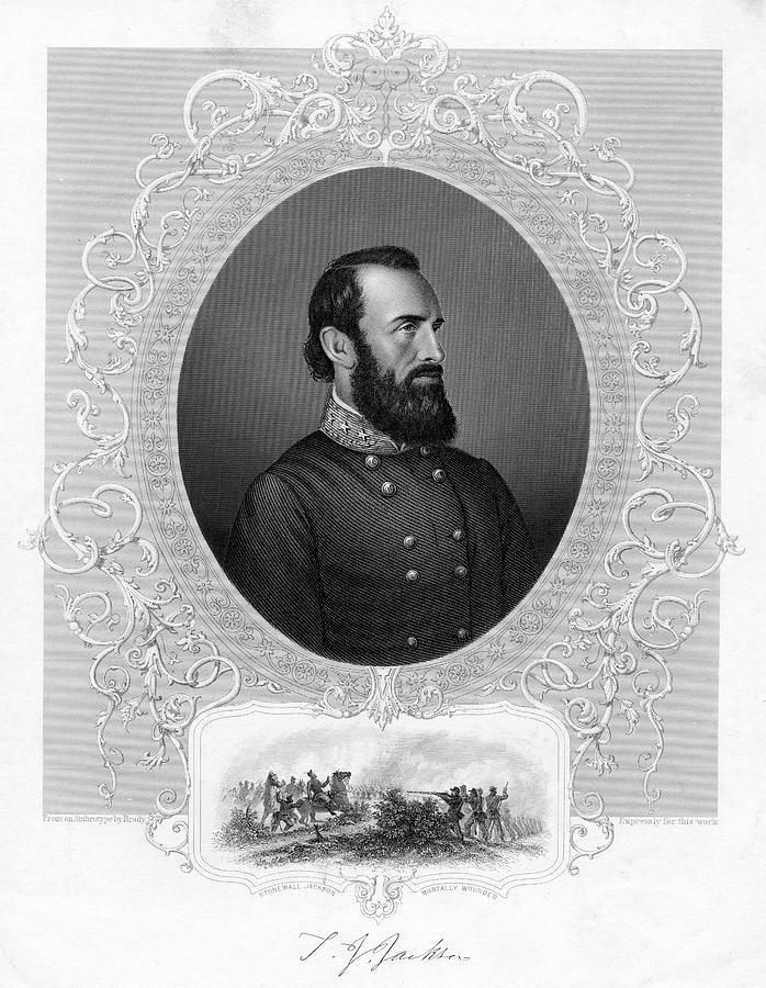 Black And White Painting - 1800s 1860s Thomas Stonewall Jackson by Vintage Images
