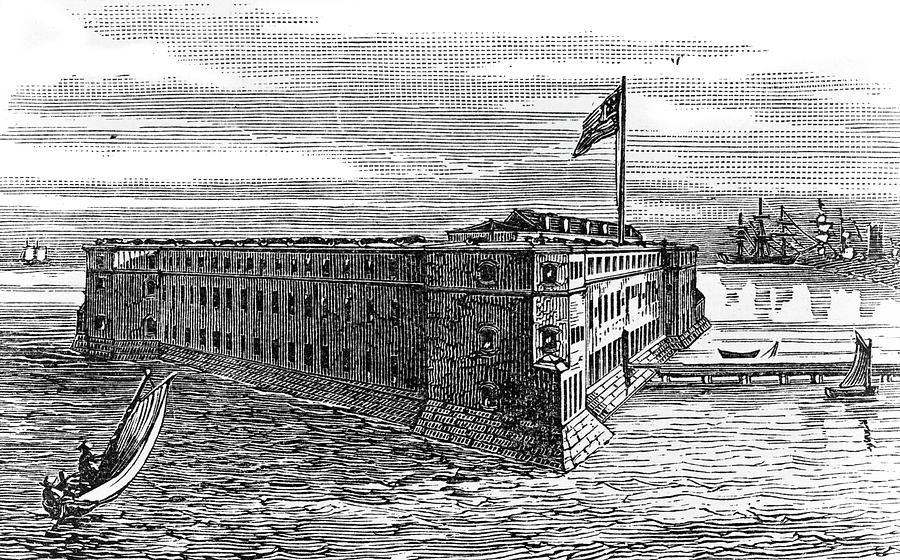 1800s 1860s View Of Fort Taylor Key Painting by Vintage Images 1800s 1860s View Of Fort Taylor Key Painting by Vintage Images