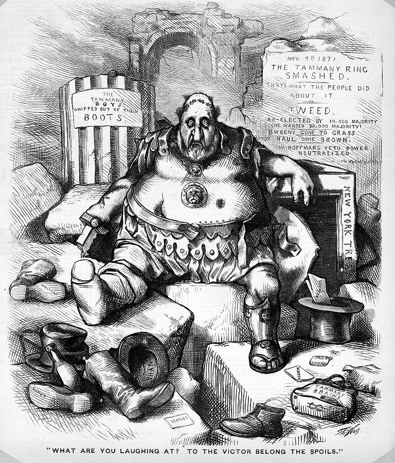 Black And White Painting - 1800s 1871 Thomas Nast Cartoon Of Boss by Vintage Images