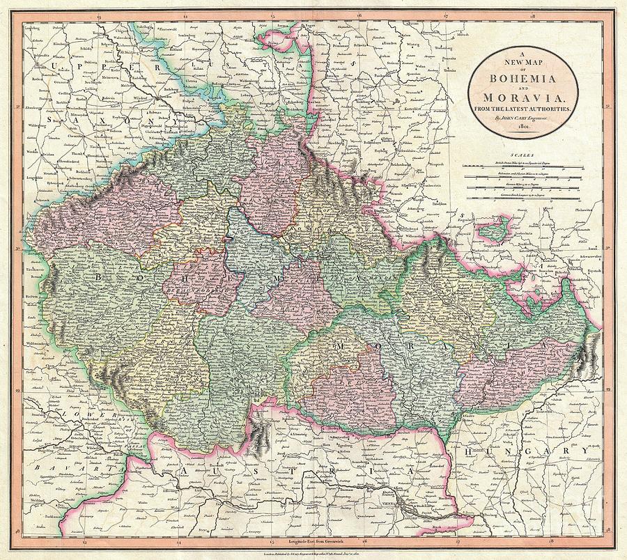 1801 Cary Map of Bohemia and Moravia Photograph by Paul Fearn