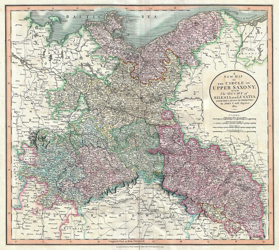 1801 Cary Map of Upper Saxony Germany  Berlin Dresden Photograph by Paul Fearn