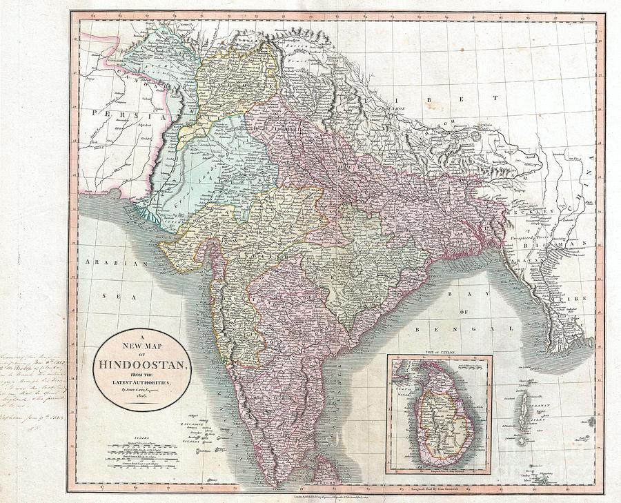 Abstract Photograph - 1806 Cary Map of India or Hindoostan by Paul Fearn