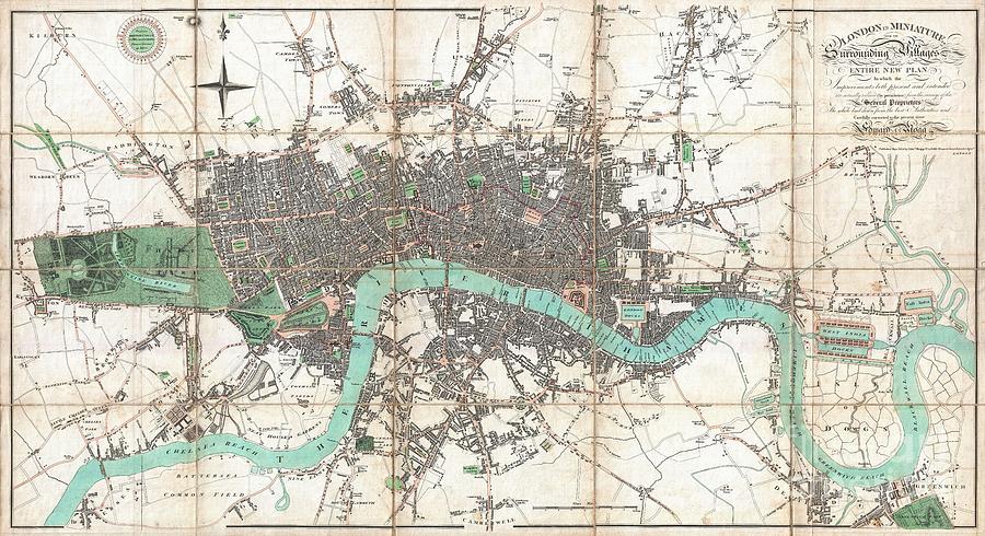 Abstract Photograph - 1806 Mogg Pocket or Case Map of London by Paul Fearn