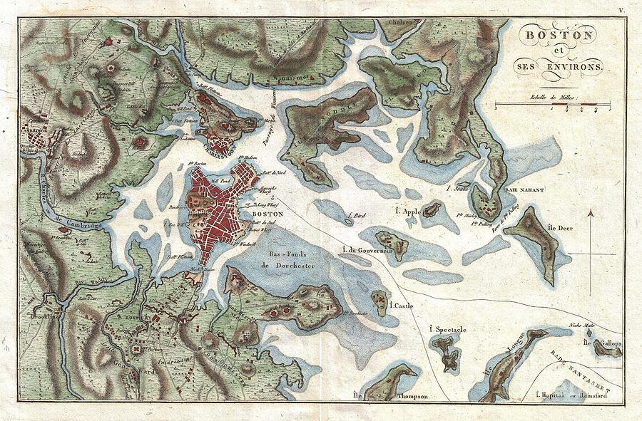1807 Buache Map of Boston Massachusetts Photograph by Paul Fearn