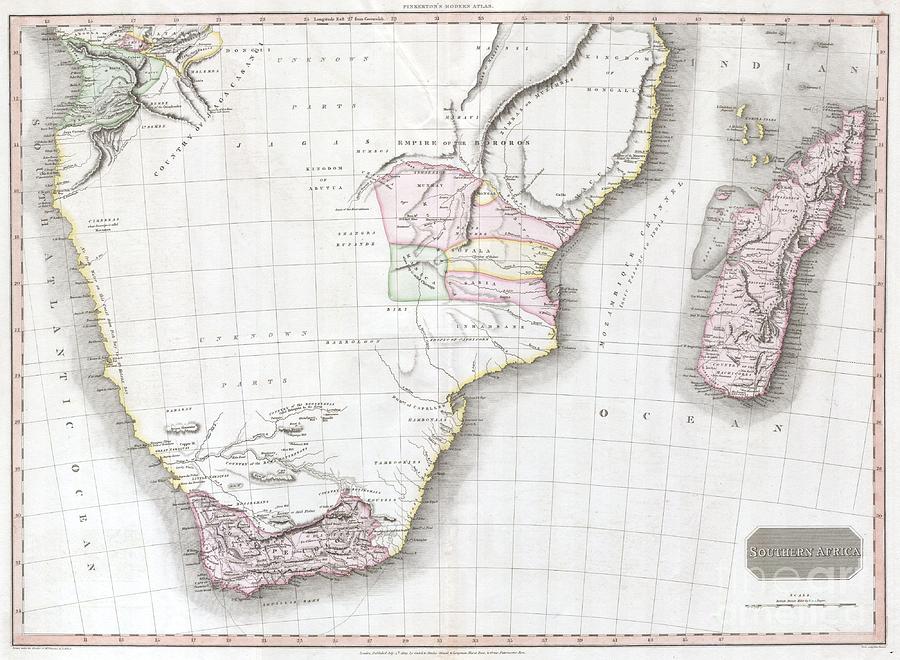 Abstract Photograph - 1809 Pinkerton Map of Southern Africa by Paul Fearn